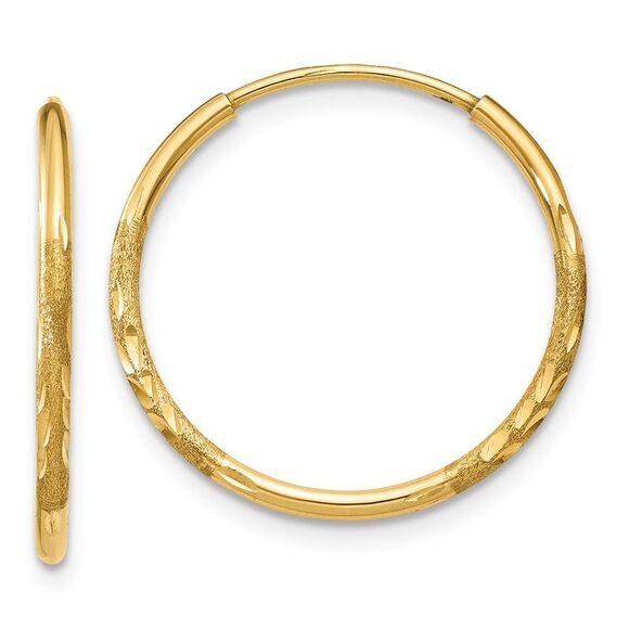 1.25mm 14k Gold Diamond-cut Endless Hoops 18mm (11/16 Inch)